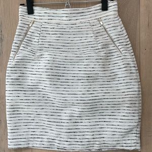 White and black striped skirt